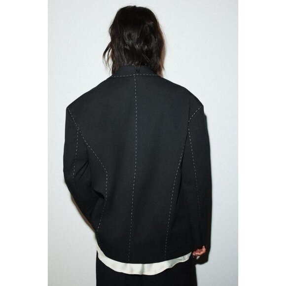 ZARA OVERSIZE TOPSTITCHING BLAZER - Picture 5 of 9